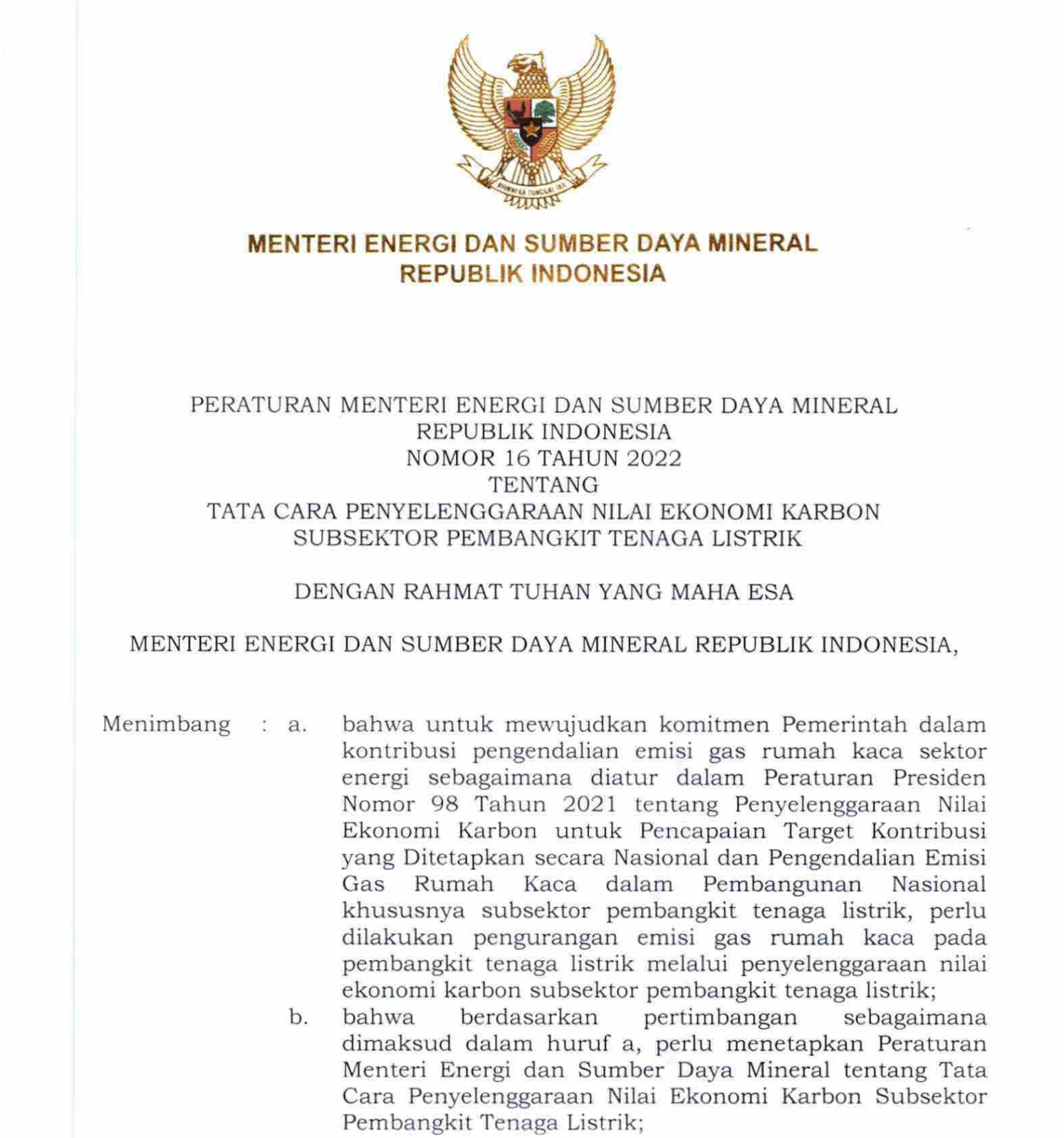 Permen ESDM Nomor 16 Tahun 2022